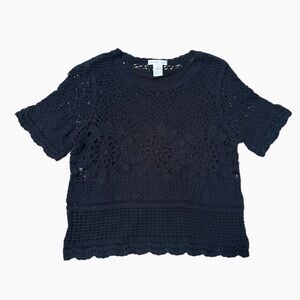 Design History Crochet Top 100% Cotton in Black Size M